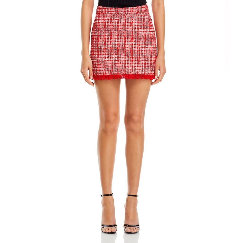 Generation Love Stormi Plaid Tweed Mini Skirt Red | NWT Size 2 - Picture 4 of 14